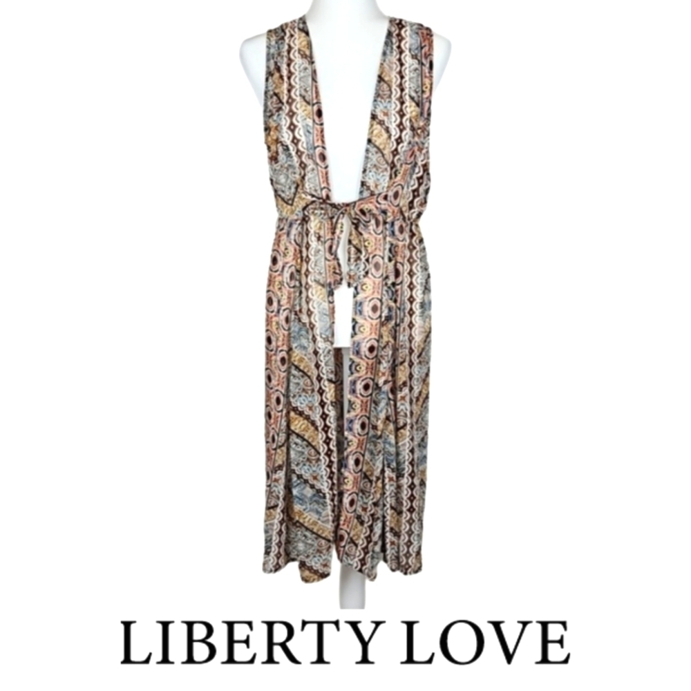 Long Swim Coverup Sheer Boho Bohemian-Style Print